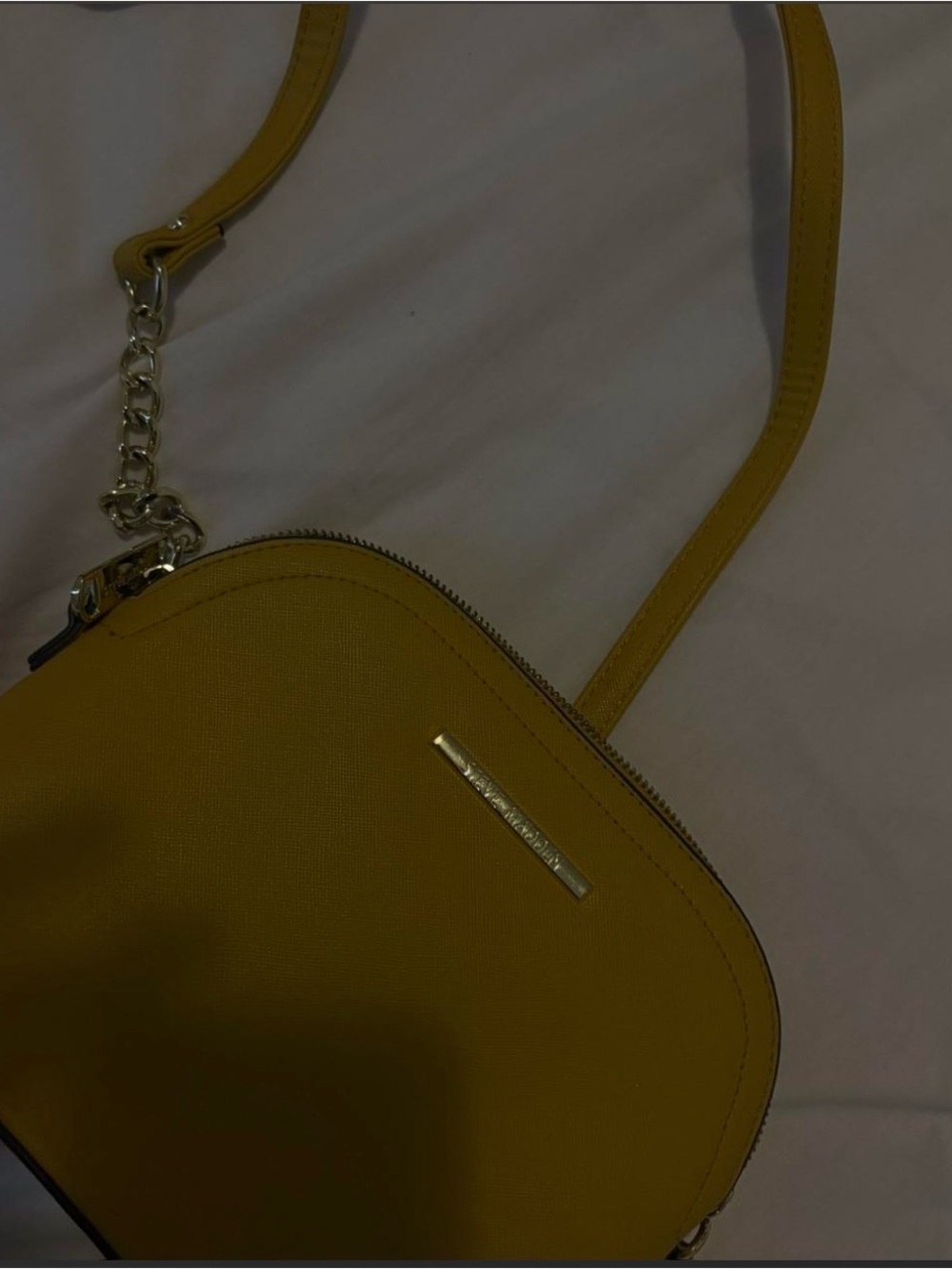 Steve Madden Saffiano Crossbody in Mustard Yellow with Gold Hardware